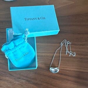 Tiffany & Co. Elsa Peretti Silver Bean Necklace - Tiffany Blue Pouch